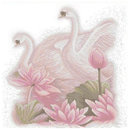 Лебединая верность (рис. на сатене 40х40) 40х40 Конек 1283 40х40 Конек 1283)