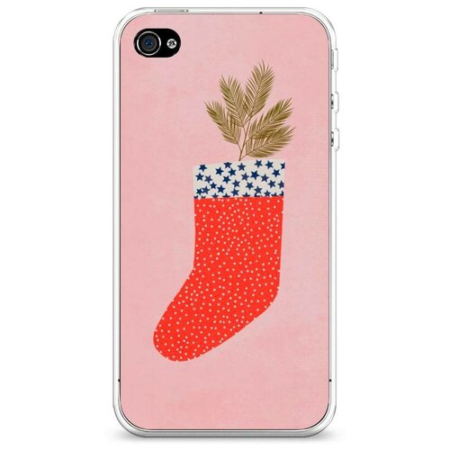 фото Силиконовый чехол "новогодний носок" на apple iphone 4/4s / айфон 4/4s case place