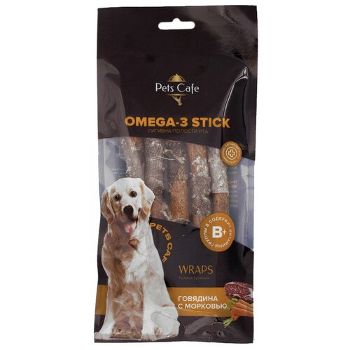 Pets Cafe Рыбные рулетики OMEGA-3 Wraps для гигиены полости рта Говядина с морковью д/собак, 60 г