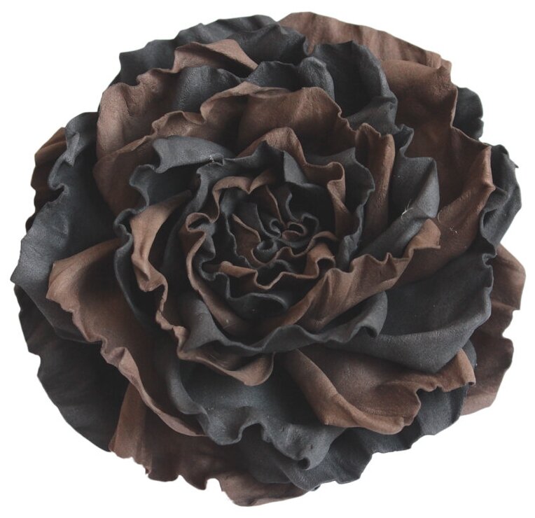 Заколка-брошь цветок роза черная с шоколадным 182122м