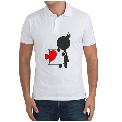 Рубашка- поло CoolPodarok мозайка (сердце) белый  