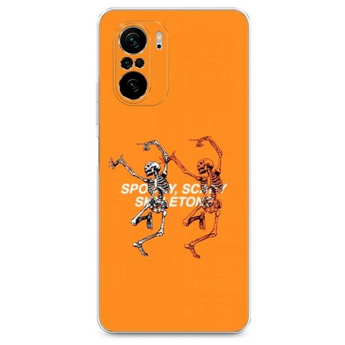 фото Силиконовый чехол "танцующие скелеты оранжевый" на xiaomi poco f3 / сяоми поко f3 case place