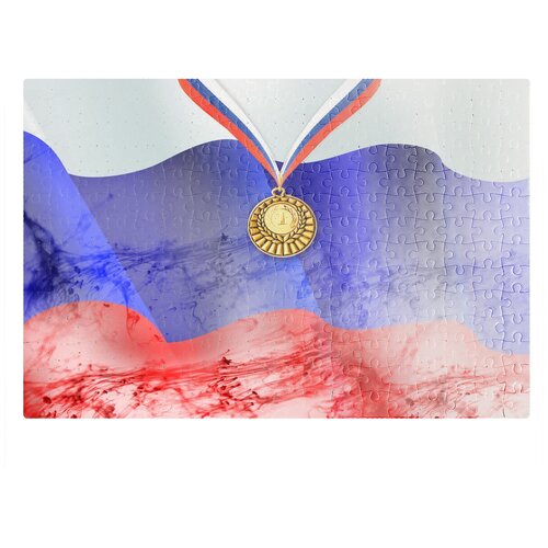 пазлы coolpodarok медаль флаг россии фон 26х38см 252 элемента Пазлы CoolPodarok Медаль Флаг России 26х38см 252 элемента