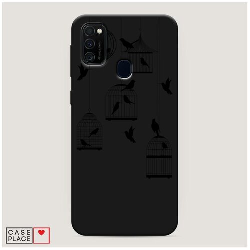 фото Чехол силиконовый матовый samsung galaxy m21 клетка с птицами графика case place