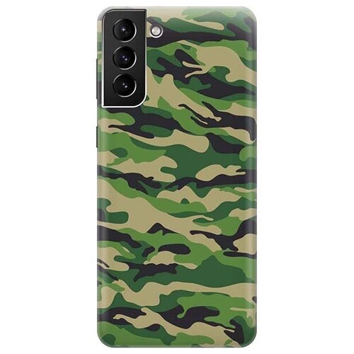 фото Ультратонкий силиконовый чехол-накладка для samsung galaxy s21 plus с принтом "темно-зеленое хаки" gosso