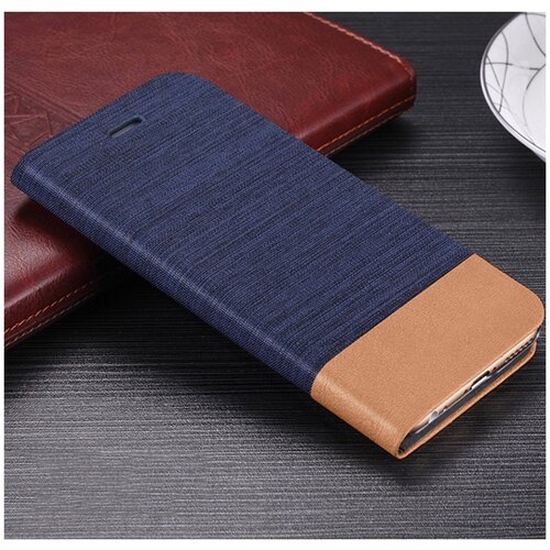 фото Чехол-книжка mypads для xiaomi mi max 3 водоотталкивающий с мульти-подставкой на жесткой металлической основе синий