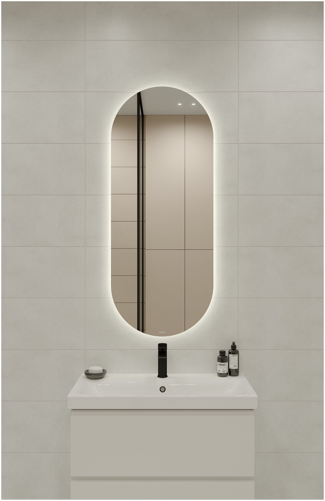 Зеркало Cersanit ECLIPSE smart 50*122 с подсветкой овальное (64150) - фотография № 6