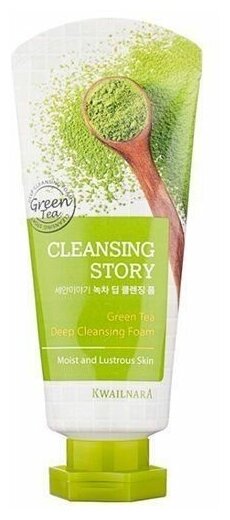 Пенка для умывания с зеленым чаем [Welcos] Cleansing Story Deep Cleansing Foam Green Tea