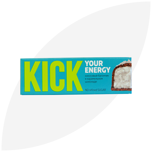 фото Кокосовый батончик «kick» в карамельном шоколаде kick your energy