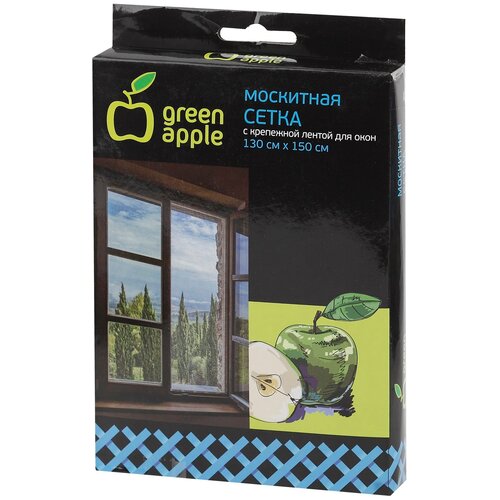 Gbn001 green apple москитная сетка для окон 130*150см (сетка + крепежная лента), 1шт