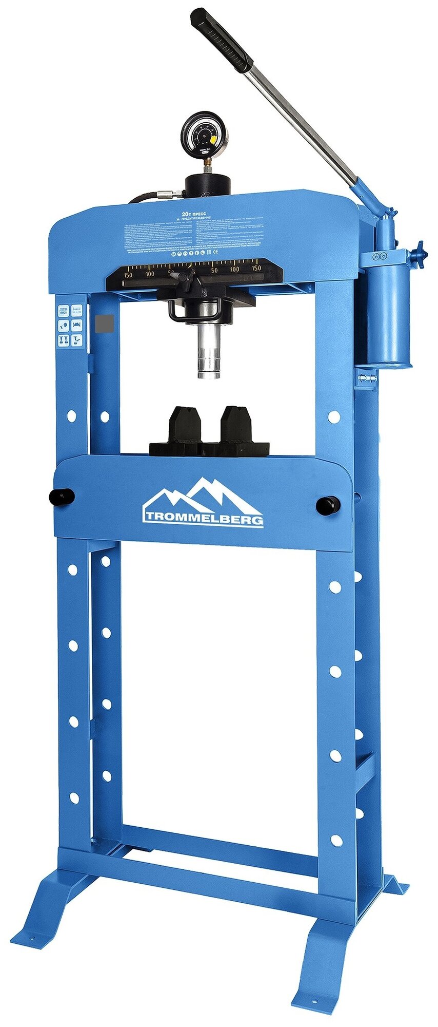 Пресс гидравлический Trommelberg на 20 тонн с ручным приводом и манометром