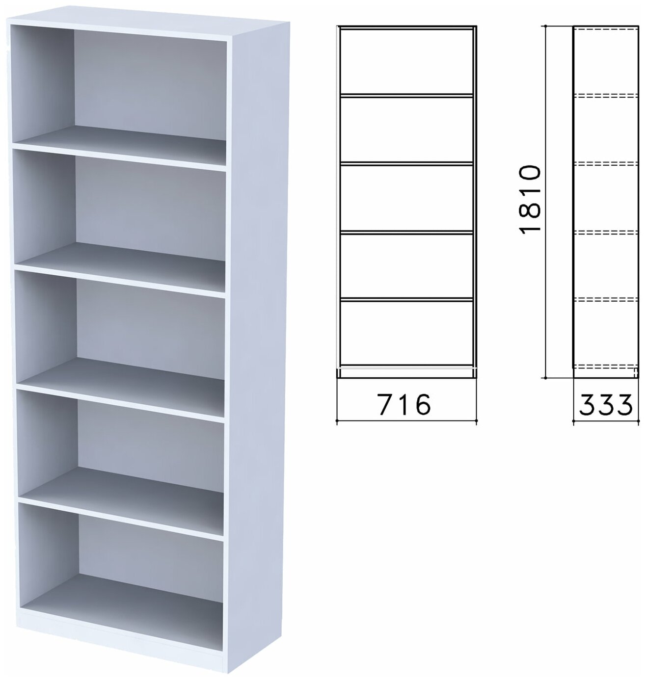 Шкаф (стеллаж) "Бюджет", 716х333х1810 мм, 4 полки, серый, 402651-030 В комплекте: 1шт.