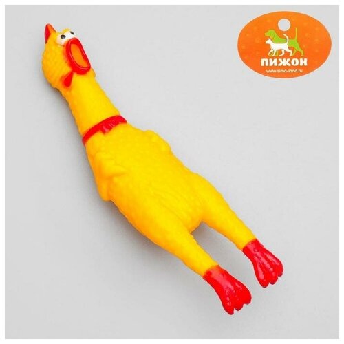 Игрушка пищащая Задумчивая курица малая, 16,5 см, желтая