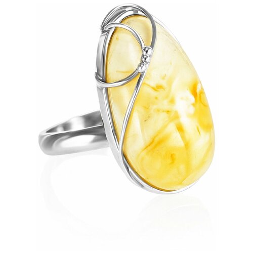 фото Amberholl эффектное серебряное кольцо со вставкой из натурального балтийского янтаря «риальто»