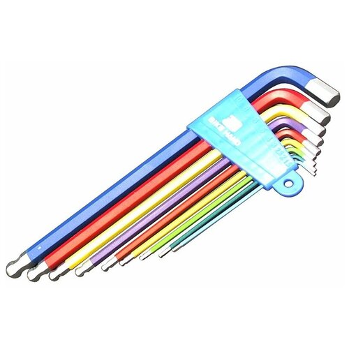 Bike hand yc-623-9c набор длинных цветных шестигранников в обойме 1,5/2/2.5/3/4/5/6/8/10мм