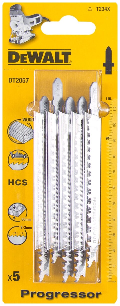 Пилки T234Х HCS 116\91\2-3мм рез-65мм 5шт. DEWALT DT2057