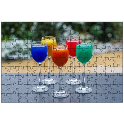фото Магнитный пазл 27x18см."красочные drinks, очки, напиток" на холодильник lotsprints