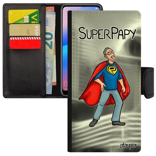 фото Яркий чехол книжка на смартфон // huawei p20 pro // "супердед" шутка рисунок, utaupia, серый