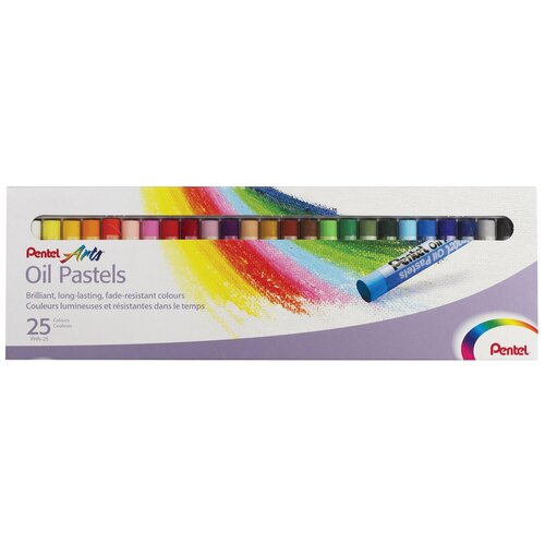 фото Пастель масляная художественная pentel «oil pastels», 25 цветов, круглое сечение, картонная упаковка, phn4-25