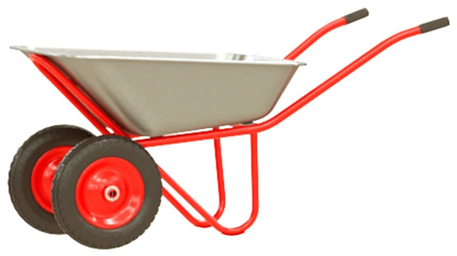 Тачка строительно-садовая двухколесная с пневмотическим колесом оптимал Красная