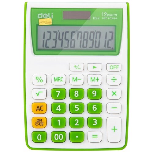Калькуляторы Deli Калькулятор 12 разр. Deli настольный, зеленый
