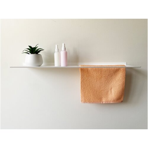 Полка для ванной комнаты 70 х 17 см белая / Держатель полотенец / Полка прямая настенная для полотенец