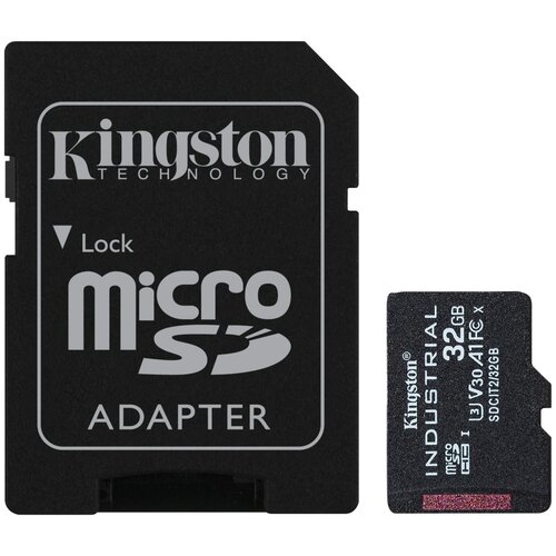 Карта памяти Kingston microSDHC 32 ГБ Class 10, V30, A1, UHS-I U3, R/W 100/80 МБ/с, адаптер на SD