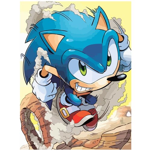 Картина по номерам на холсте Игра Соник Sonic Синий Ёж - 7485 В 30x40