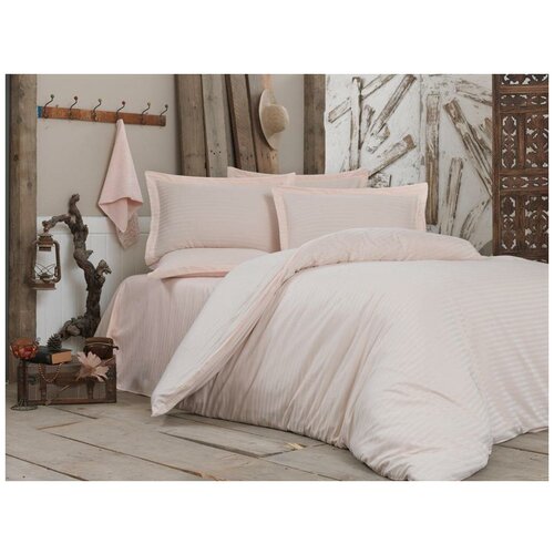 фото Комплект 2-х спального постельное белья ткань страйп-сатин,100% хлопок,цвет персиковый №3 napolyon