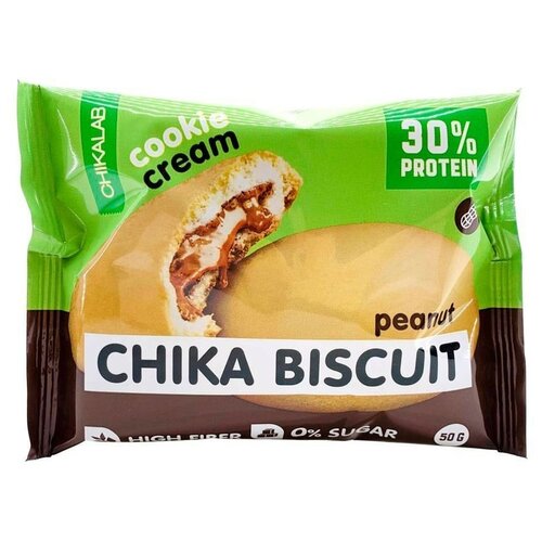 Печенье Chikalab Chika Biscuit, 50 г, арахис chika biscuit protein biscuit 50g banana brownie