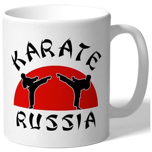 фото Кружка белая karate, два силуэта, красный полукруг drabs