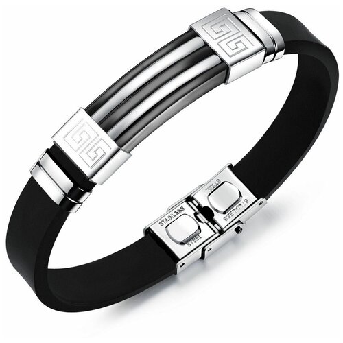 фото Каучуковый браслет с черной вставкой и орнаментом 2beman
