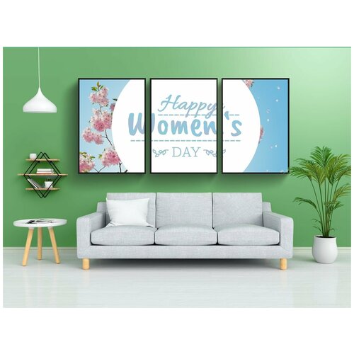 фото Набор модулных постеров для интерьера "день женщин, женский день, международный женский день" 60x90 см. в тубусе, без рамки lotsprints