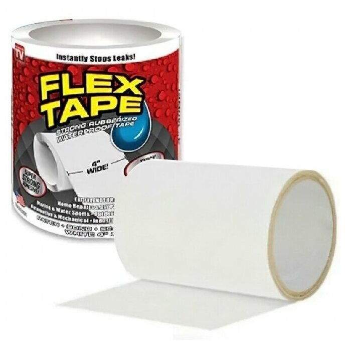 Сверхсильная ремонтная клейкая лента Flex Tape 152х10см (белый)
