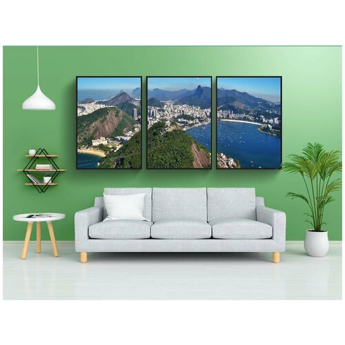 фото Набор модулных постеров для интерьера "вид с сахарной буханки, вид на корковадо, рио де жанейро" 60x90 см. в тубусе, без рамки lotsprints