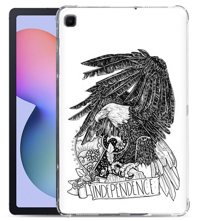 Чехол задняя-панель-накладка-бампер MyPads черно белый сокол для Samsung Galaxy Tab S6 Lite 10.4 SM-P610/P615 противоударный