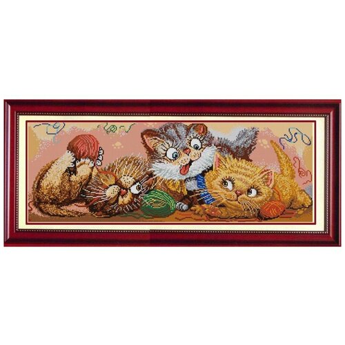 Рисунок на ткани Конёк (бисер), Игривые котята, 25х65 см (1216)