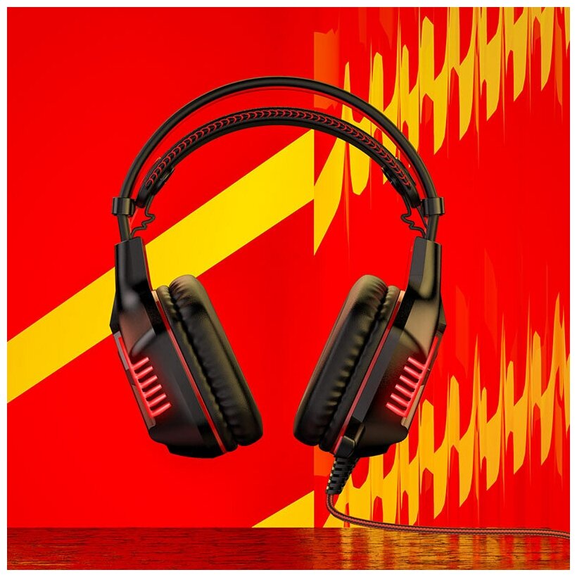 Игровые наушники Gaming Headphones / Компьютерная гарнитура / Черно-красная / Наушники для компьютера / Для игр