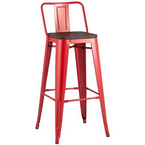 фото Стул барный tolix wood со спинкой красный глянцевый stool group