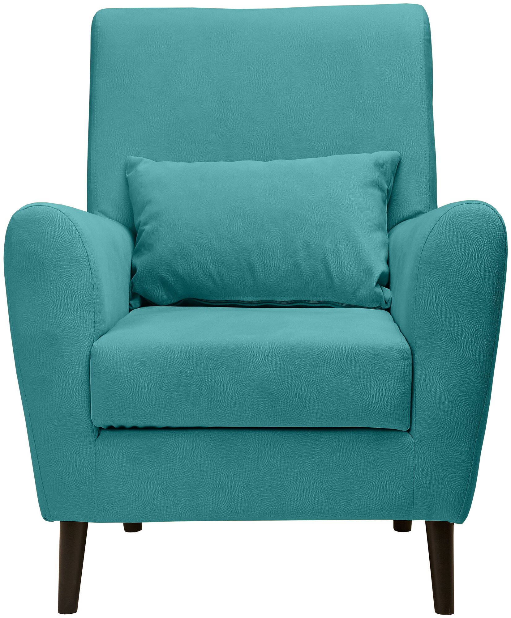 Кресло Либерти мягкое для отдыха, с подушкой, на ножках, велюр Mazerati Azur