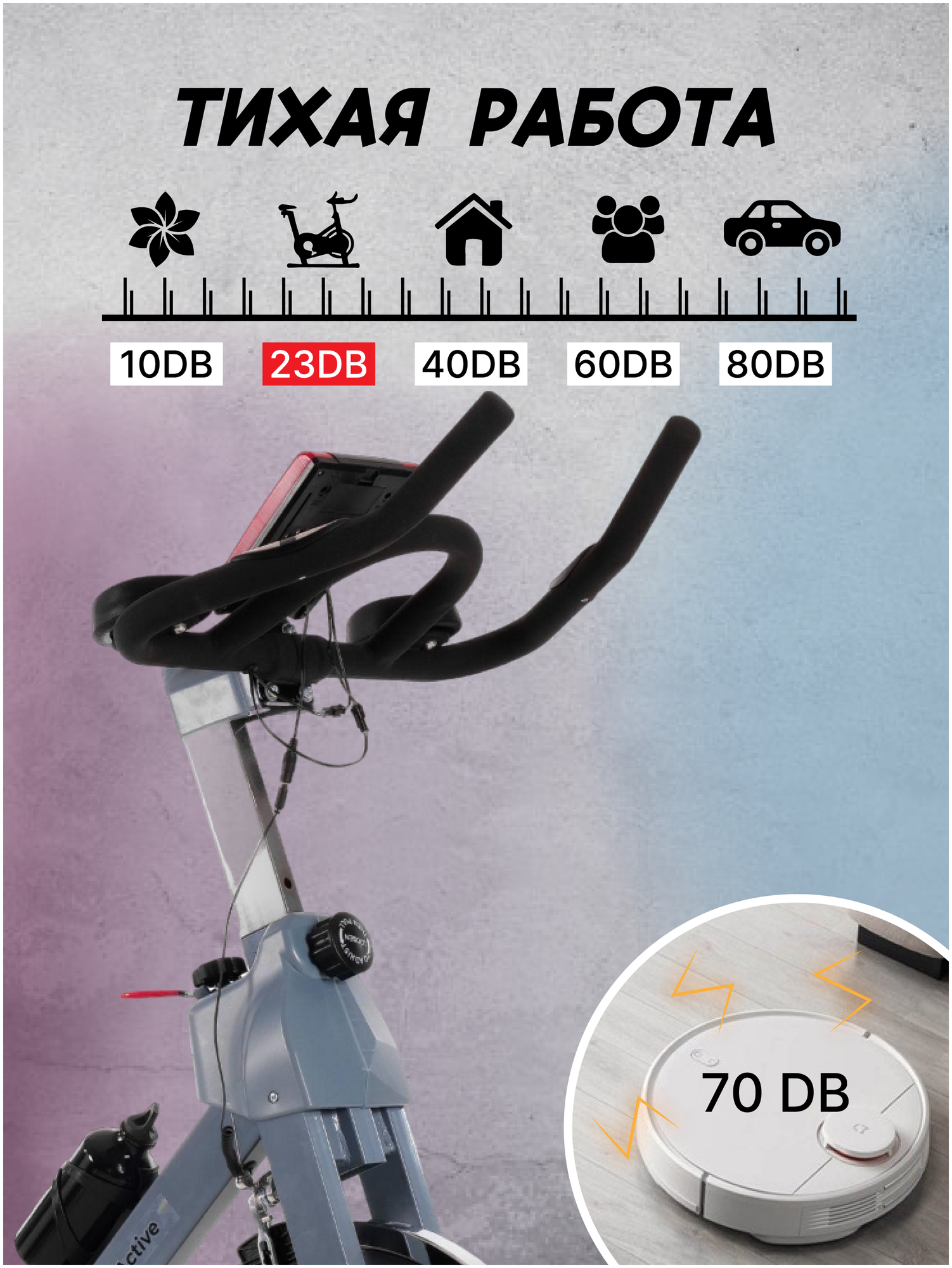 Велотренажер GetActive Wheel ES-703 10kg для спорта дома, для ног, кардио, до 125 кг, серый