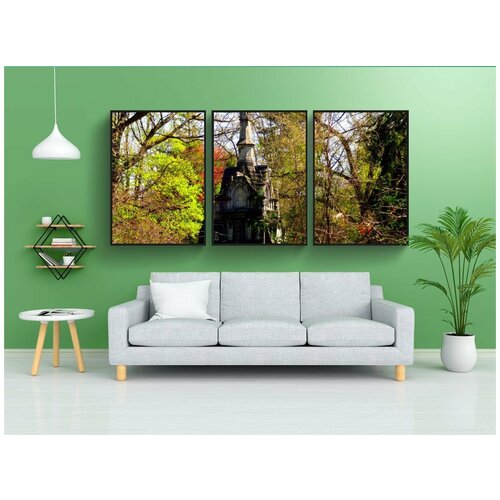 фото Набор модулных постеров для интерьера "кладбище, могила, хэллоуин" 60x90 см. в тубусе, без рамки lotsprints