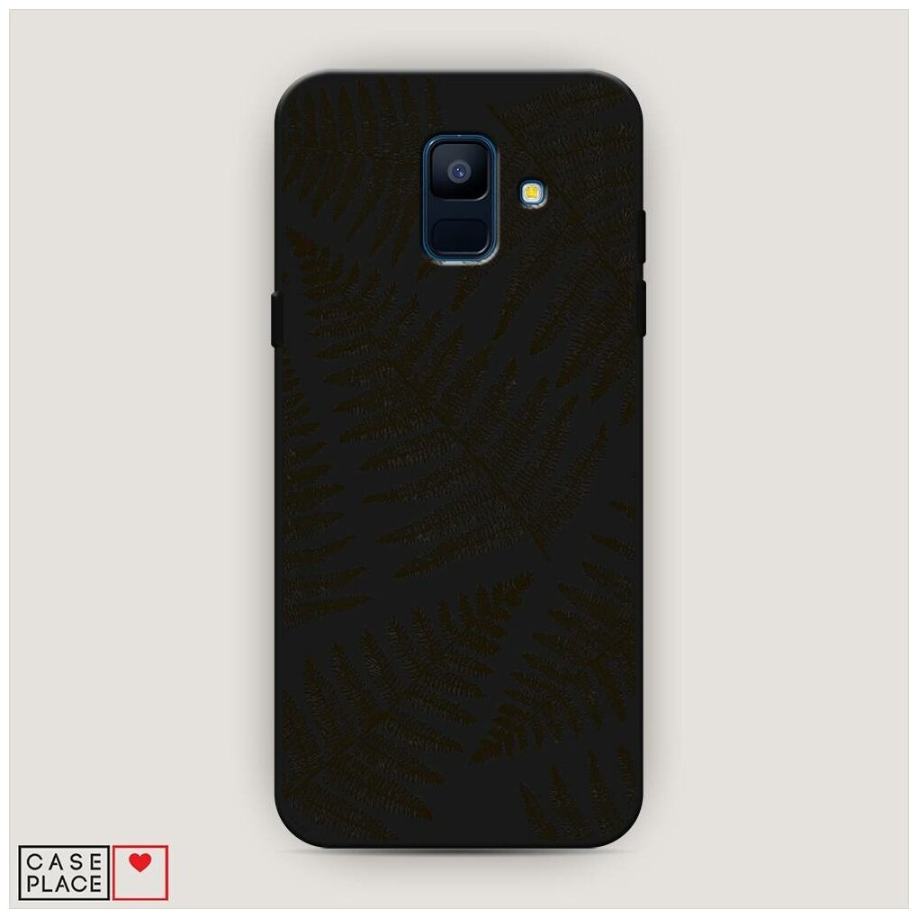 Матовый силиконовый чехол "Папоротник графика фон" на Samsung Galaxy A6 / Самсунг Галакси А6