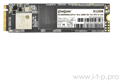 Накопитель SSD ExeGate Ex282322rus KC2000MNextPro+ 512 Gb M.2 2280 3D TLC (pci-e x4)