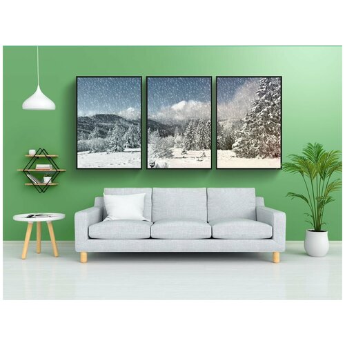 фото Набор модулных постеров для интерьера "тигр, животное, снежный пейзаж" 60x90 см. в тубусе, без рамки lotsprints