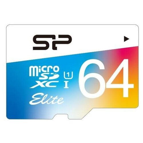 Флеш карта microSD 64GB Silicon Power Elite microSDHC Class 10 UHS-I Colorful