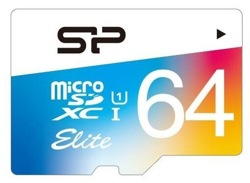 Флеш карта microSD 64GB Silicon Power Elite microSDHC Class 10 UHS-I Colorful