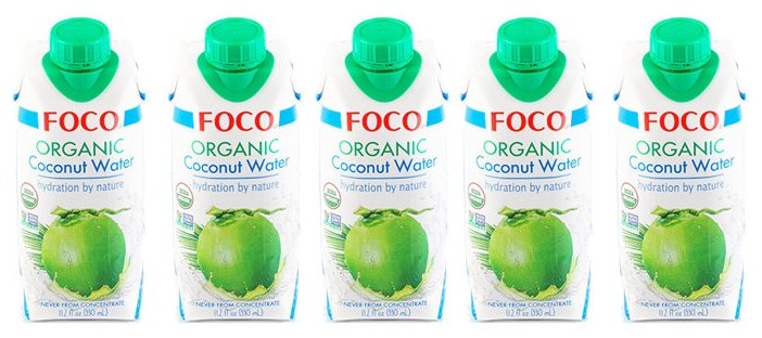 Кокосовая вода,"FOCO", ( в наборе 5 шт по 330 мл )тетра-пак - фотография № 1