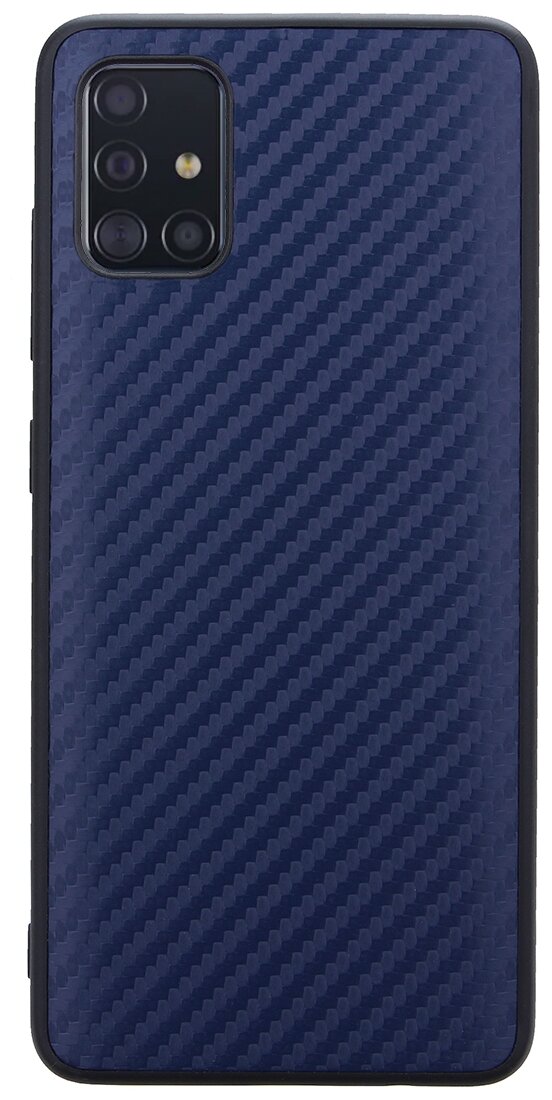 Чехол накладка G-Case Carbon для Samsung Galaxy A51 SM-A515F, темно-синяя