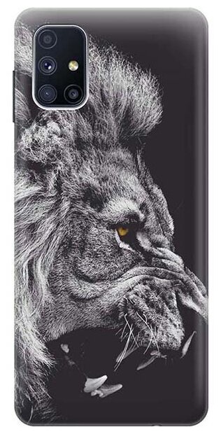 Ультратонкий силиконовый чехол-накладка для Samsung Galaxy M51 с принтом "Морда льва"